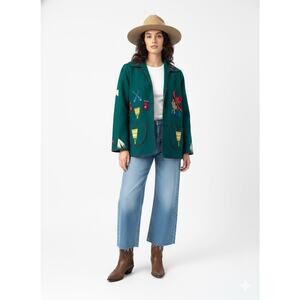 VTG  Mexican Tourist Souvenir Jacket 1940s-1950s Era. Hand-Embroidered Wool SZ12